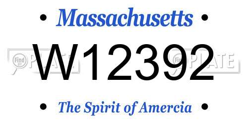 W12392 Massachusetts License Plate