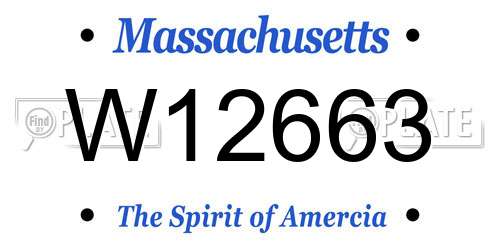 W12663 Massachusetts License Plate