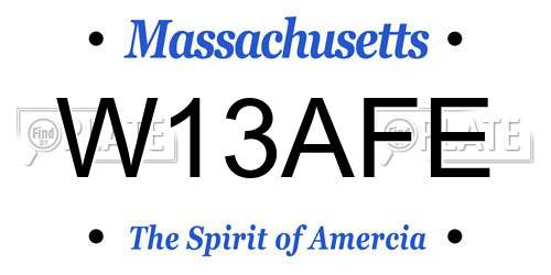 W13AFE Massachusetts License Plate