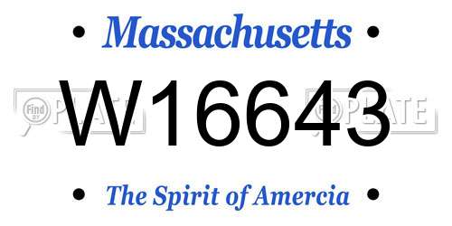 W16643 Massachusetts License Plate