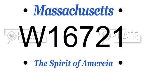 W16721 Massachusetts License Plate