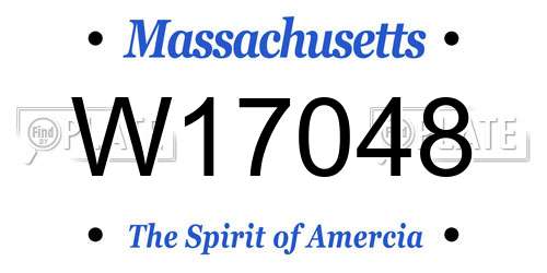 W17048 Massachusetts License Plate