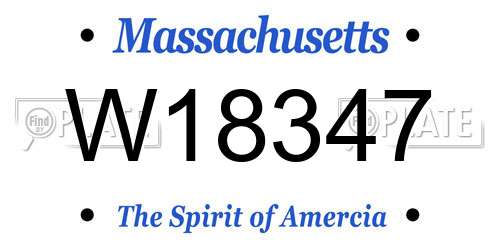 W18347 Massachusetts License Plate