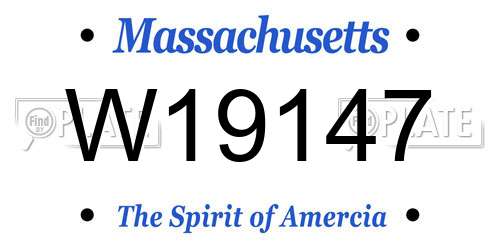 W19147 Massachusetts License Plate