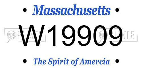W19909 Massachusetts License Plate