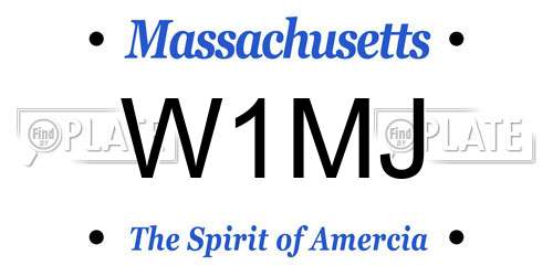 W1MJ Massachusetts License Plate