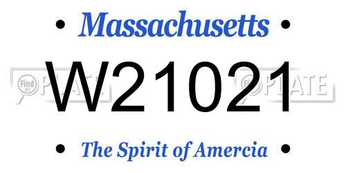W21021 Massachusetts License Plate
