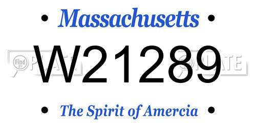 W21289 Massachusetts License Plate