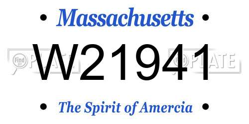 W21941 Massachusetts License Plate