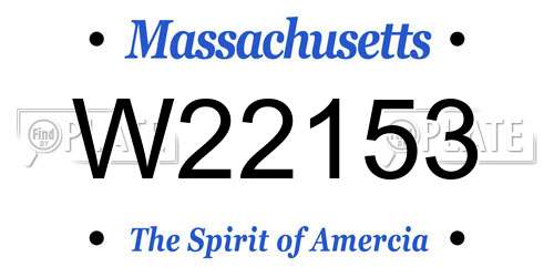W22153 Massachusetts License Plate