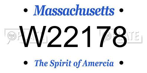 W22178 Massachusetts License Plate