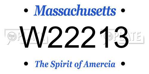 W22213 Massachusetts License Plate