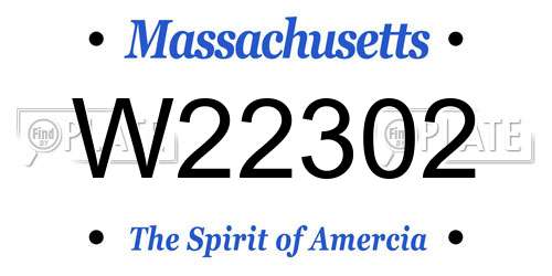 W22302 Massachusetts License Plate