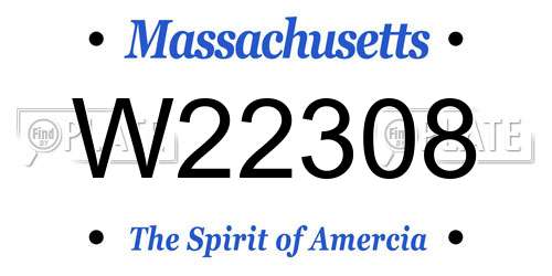 W22308 Massachusetts License Plate