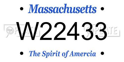 W22433 Massachusetts License Plate