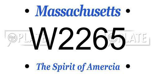 W2265 Massachusetts License Plate