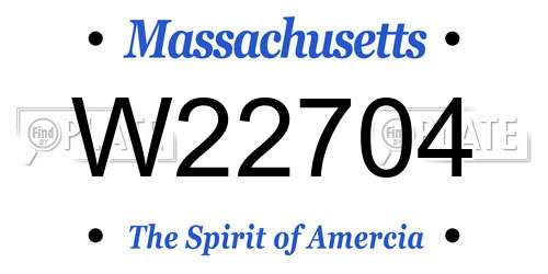 W22704 Massachusetts License Plate