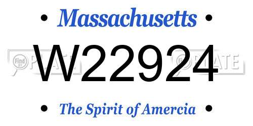 W22924 Massachusetts License Plate