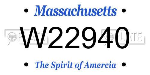W22940 Massachusetts License Plate