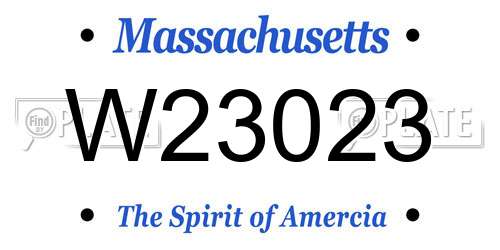 W23023 Massachusetts License Plate