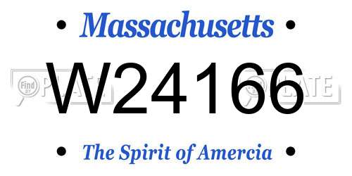W24166 Massachusetts License Plate