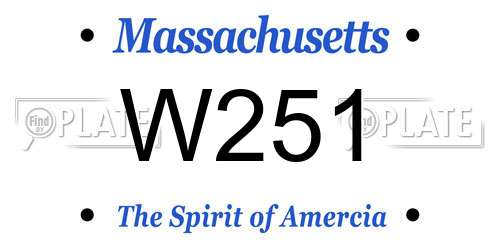 W251 Massachusetts License Plate