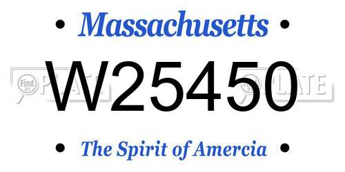 W25450 Massachusetts License Plate