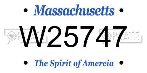 W25747 Massachusetts License Plate