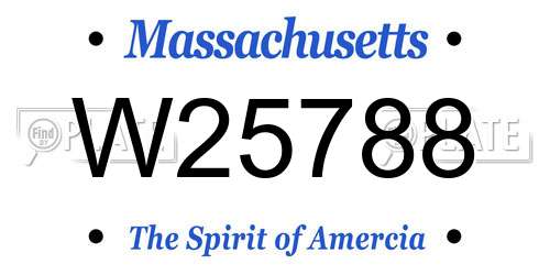 W25788 Massachusetts License Plate
