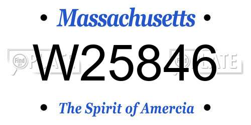 W25846 Massachusetts License Plate