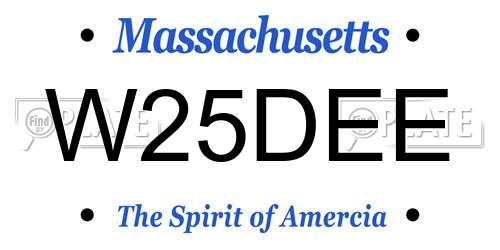 W25DEE Massachusetts License Plate