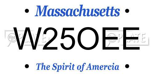 W25OEE Massachusetts License Plate