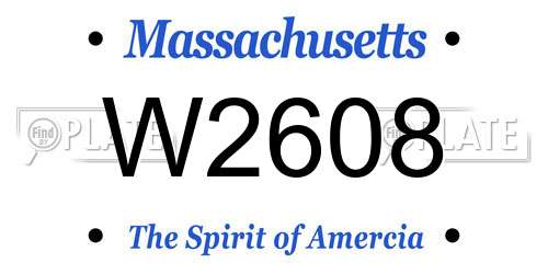 W2608 Massachusetts License Plate