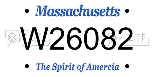 W26082 Massachusetts License Plate