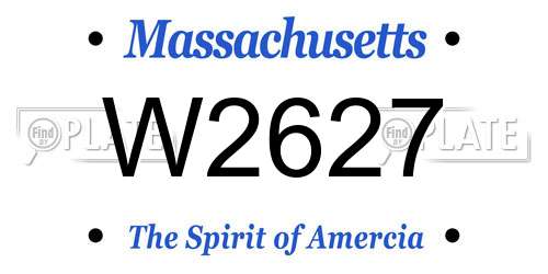 W2627 Massachusetts License Plate