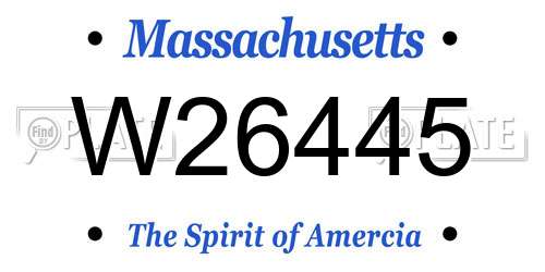 W26445 Massachusetts License Plate