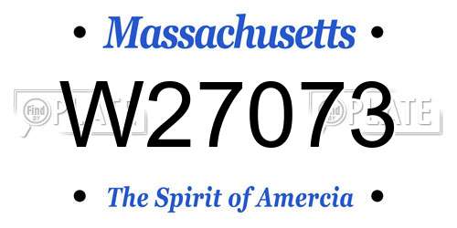 W27073 Massachusetts License Plate