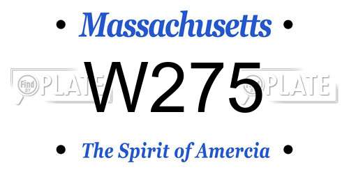W275 Massachusetts License Plate