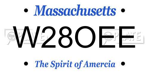 W28OEE Massachusetts License Plate