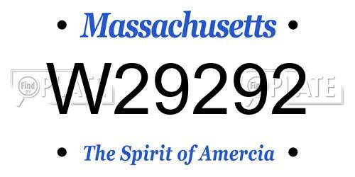 W29292 Massachusetts License Plate
