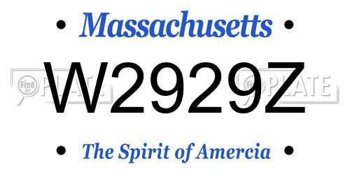W2929Z Massachusetts License Plate