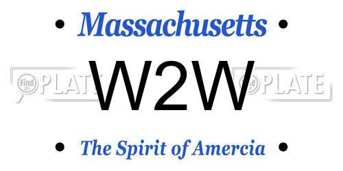 W2W Massachusetts License Plate
