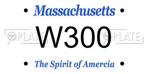 W300 Massachusetts License Plate