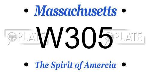 W305 Massachusetts License Plate