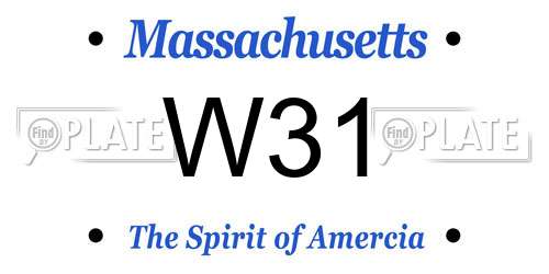 W31 Massachusetts License Plate