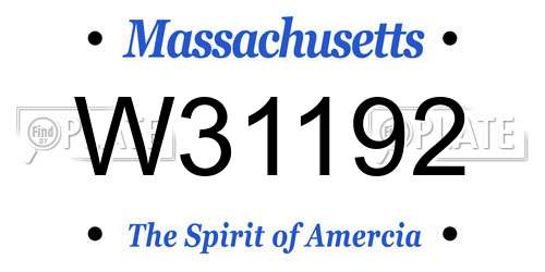 W31192 Massachusetts License Plate