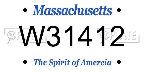 W31412 Massachusetts License Plate