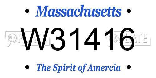 W31416 Massachusetts License Plate