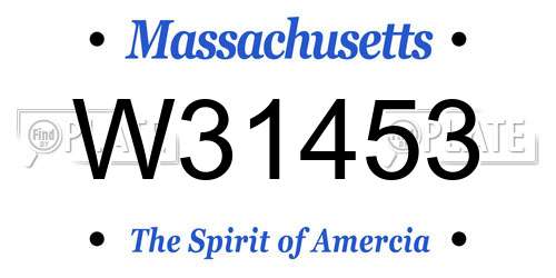 W31453 Massachusetts License Plate