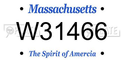 W31466 Massachusetts License Plate